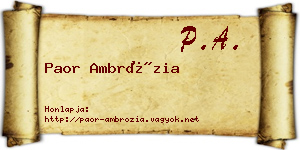 Paor Ambrózia névjegykártya
